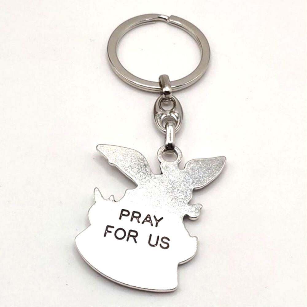 Archangel Saint Michael Keychain Stainless Christian Catholic Faith Birthday NEW